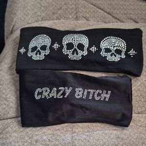 Black Skull Embellished Scarf